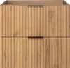 A close-up front view of a wooden bathroom cabinet with two drawers. Produktbild-Vorschau