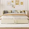 ProximaX Beige-Samt-Ausziehsofa-Bett mit Produktbild-Vorschau 2