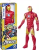 An Iron Man action figure is shown next to its packaging, which features other Avengers characters. Produktbild-Vorschau
