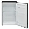 An open, empty black refrigerator with clear shelves and door compartments. Produktbild-Vorschau