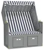 vidaXL Strandkorb mit Dach Poly Rattan und Massivholz Blau Produktbild-Vorschau 3