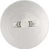 A white round skimmer lid with two handles and the word 'OPEN' printed on it. Produktbild-Vorschau