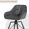 Close-up of a dark gray velvet bar stool with a black metal base, highlighting its ergonomic design. Produktbild-Vorschau