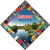A Monopoly board game for the city of Aschaffenburg, displayed in a diamond shape with a scenic background of a river and castle. Produktbild-Vorschau