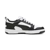 A single Puma Rebound V6 Low sneaker in white and black is shown against a white background. Podgląd zdjęcia produktu