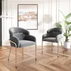 Two gray velvet chairs with gold legs are placed in a room with a painting on the wall and a plant. Produktbild-Vorschau
