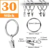 30 kroužkových sponek na záclony, stříbrná, 32 mm Náhled obrázku produktu 2