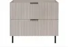 A beige bathroom cabinet with two drawers and black legs, shown against a white background. Anteprima dell’immagine prodotto