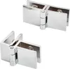 Two sets of chrome-plated glass hinges are shown against a white background. Podgląd zdjęcia produktu