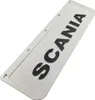 A close-up shot of a white license plate with black raised lettering spelling out "SCANIA". Produktbild-Vorschau