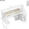 A diagram of a white loft bed with dimensions indicated by numbers and lines. Anteprima dell’immagine prodotto
