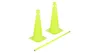 Two neon yellow agility cones and a yellow stick are arranged on a white background. Voir les images du produit