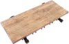 A wooden shelf with black metal hooks underneath, shown from a diagonal angle against a white background. Voir les images du produit