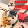 A collage of images showing a red and black power drill and its use in various home applications. Náhled obrázku produktu