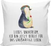 Mr. & Mrs. Panda Kissen 40x40 Pinguin Blumen - Weiß - Produktbild-Vorschau 1