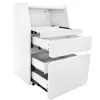 A white rolling cabinet with three drawers, two of which are partially open. Produktbild-Vorschau