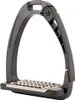 A black and silver equestrian stirrup is shown against a white background. Voir les images du produit