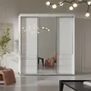 Schiebetürenschrank mit Schubladen und Spiegel Weiß 180 cm Breite Produktbild-Vorschau