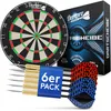 DartPro Dartscheibe mit 6 Pfeilen - Profi Steeldartscheibe Produktbild-Vorschau 1