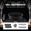 The image shows the interior of a car trunk with a fire pit ring and accessories laid out. Náhled obrázku produktu