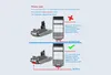 Diagram comparing two types of Dyson vacuum cleaner battery installation methods. Voir les images du produit
