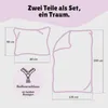 Diagram showing the dimensions of a two-piece bedding set, including a pillowcase and a duvet cover, with a zipper icon and text indicating it has zippers on both covers. Produktbild-Vorschau