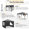 Diagram showing the steps to set up a pop-up canopy. Voir les images du produit