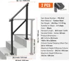 A diagram showing a black metal handrail installed on stairs, with dimensions and specifications provided. Podgląd zdjęcia produktu