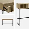 Collage of a wooden console table with black metal legs and a drawer. Anteprima dell’immagine prodotto