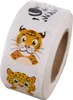 A roll of stickers featuring cartoon animal faces, including a zebra, tiger, and leopard. Produktbild-Vorschau