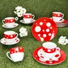 18szt serwis kawowy Pula czerwone kropki porcelana 6 os. Podgląd zdjęcia produktu 2