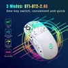 A white gaming mouse with colorful neon light effects and feature callouts. Produktbild-Vorschau