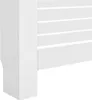 A close-up, side view of a white radiator cover. Náhľad obrázku produktu