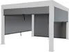 A white pergola structure with gray roller blinds on three sides. Produktbild-Vorschau