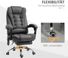 A black ergonomic office chair with a footrest and massage features is shown, with an inset image highlighting the 360-degree swivel of the casters. Náhled obrázku produktu