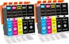 Two sets of printer ink cartridges are displayed against a white background. Produktbild-Vorschau