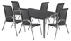 7er Set Alu Silber Gartenmöbel Gartengarnitur Non Wood 180x90x74cm + 6 Stapelstühlen Textilen Produktbild-Vorschau