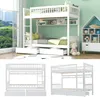 A collage of images showing a white bunk bed with drawers and shelves, a room with a bunk bed, and a separate view of the bunk bed frame. Náhľad obrázku produktu