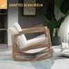 HOMCOM Schaukelstuhl mit Holzrahmen gepolstert Relax Stuhl Produktbild-Vorschau 4