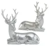 Dekofigur Tobin Hirsch liegend mit Geweih silber H 15 cm Produktbild-Vorschau 1