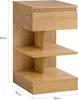 A side view of a wooden nightstand with dimensions indicated. Produktbild-Vorschau