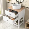 A bathroom vanity with a sink and drawers filled with toiletries. Produktbild-Vorschau