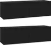 vidaXL TV-Wandschränke 2 Stk. Schwarz 100x30x30 cm Produktbild-Vorschau 1