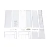 A collection of disassembled parts for a white dish drying rack, laid out on a white background. Podgląd zdjęcia produktu