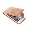 A smartphone in a cork flip-style case, shown from a diagonal angle against a white background. Produktbild-Vorschau