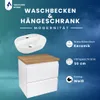 A bathroom vanity set with a sink and cabinet, presented with descriptive text and icons. Voir les images du produit