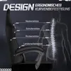 A diagram showing the ergonomic features of a gaming chair, with labels pointing to different support areas of the chair and a superimposed anatomical illustration of a spine. Voir les images du produit