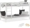 A white wooden bunk bed with mattresses and pillows. Produktbild-Vorschau