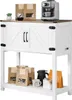 A coffee bar cabinet with various coffee-related items displayed on and around it. Produktbild-Vorschau