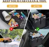 Collage showing a car interior with trash before and after using a car trash can, and a person throwing trash out of a car window. Produktbild-Vorschau